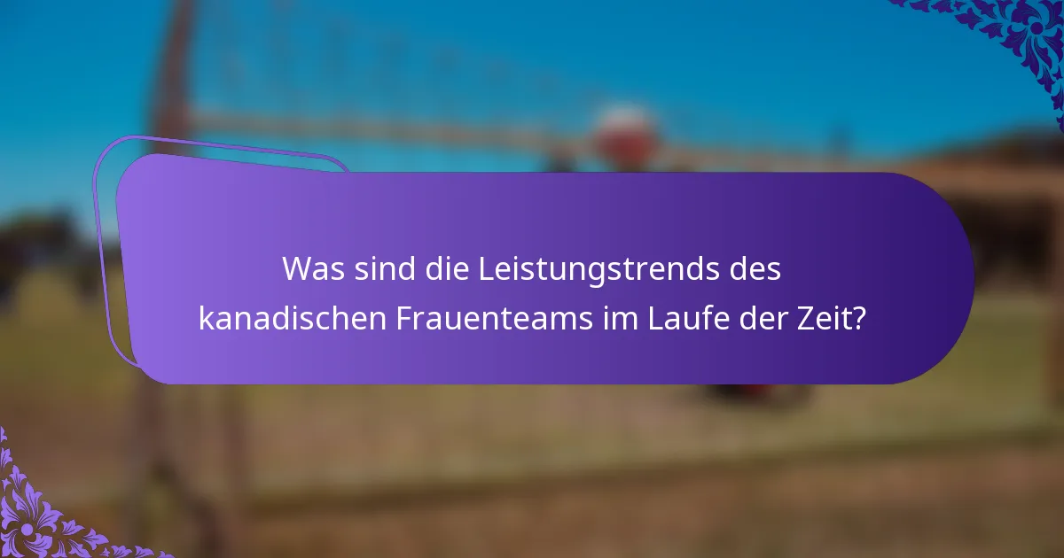 Was sind die Leistungstrends des kanadischen Frauenteams im Laufe der Zeit?