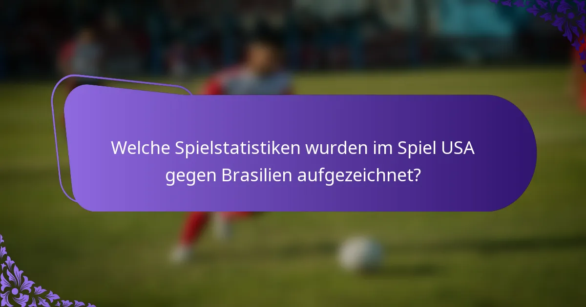 Welche Spielstatistiken wurden im Spiel USA gegen Brasilien aufgezeichnet?