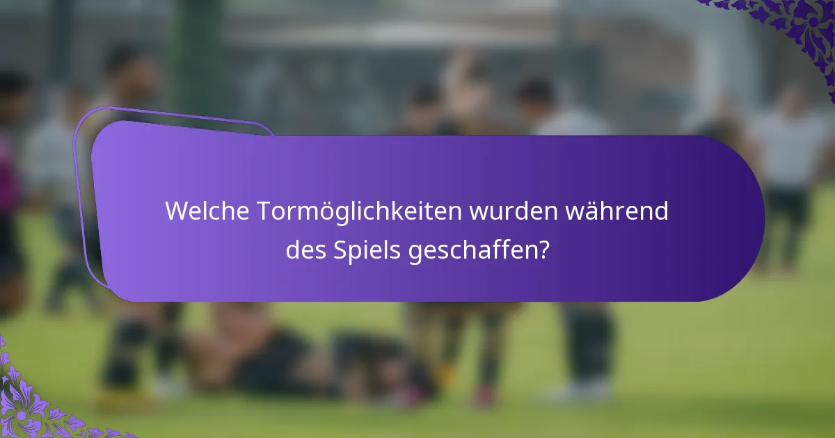 Welche Tormöglichkeiten wurden während des Spiels geschaffen?