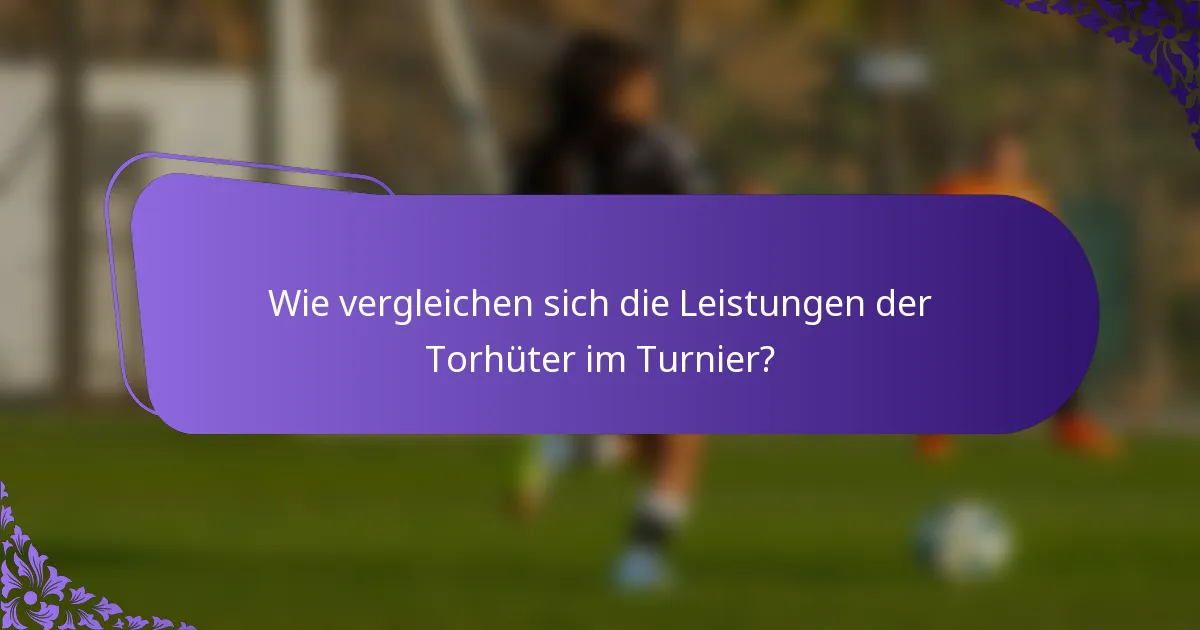 Wie vergleichen sich die Leistungen der Torhüter im Turnier?
